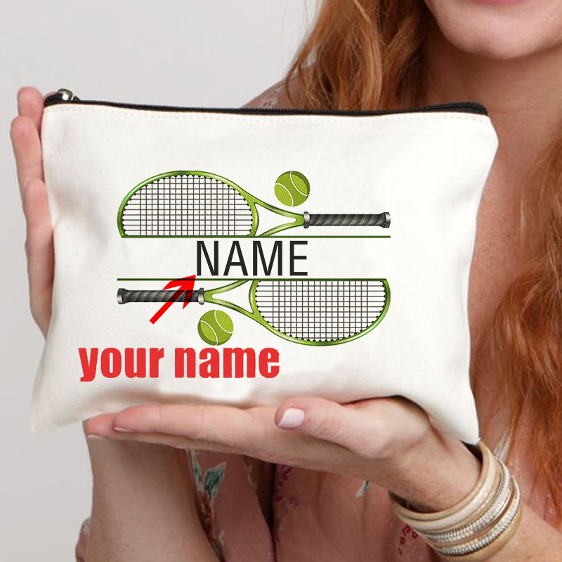 Badminton Bag - เทนนิสส่วนบุคคลที่กําหนดเองชื่อกระเป๋าแต่งหน้าของขวัญสําหรับคนรักเทนนิสเครื่องสําอางค์เทนนิส COACH ของขวัญสาววัยรุ่นของขวัญดินสอกรณี
